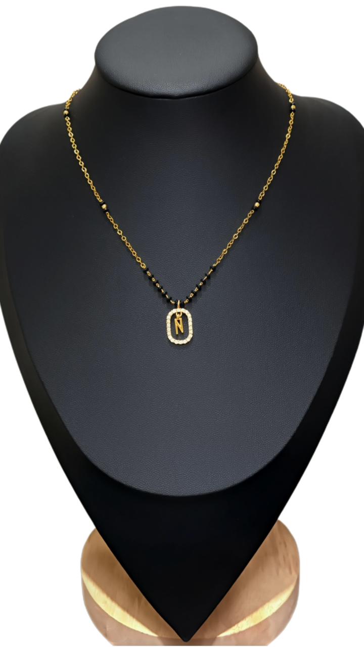 18k gold plated Mangalasutra, anti tarnished chain with letter pendent Made4Madams