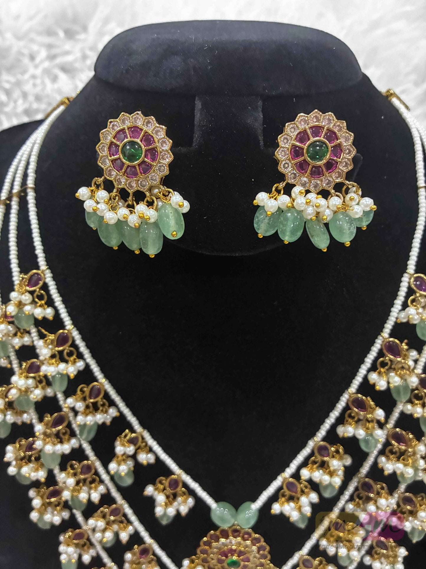 Beautiful layered Jadau Kundan bridal necklace set