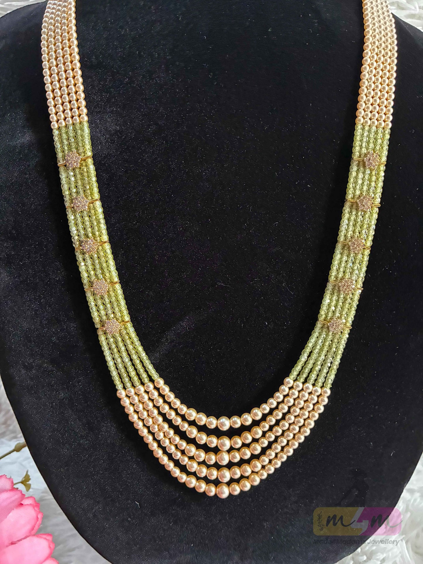 Swarovski & CZ Beaded 5 Layered Haram Necklace