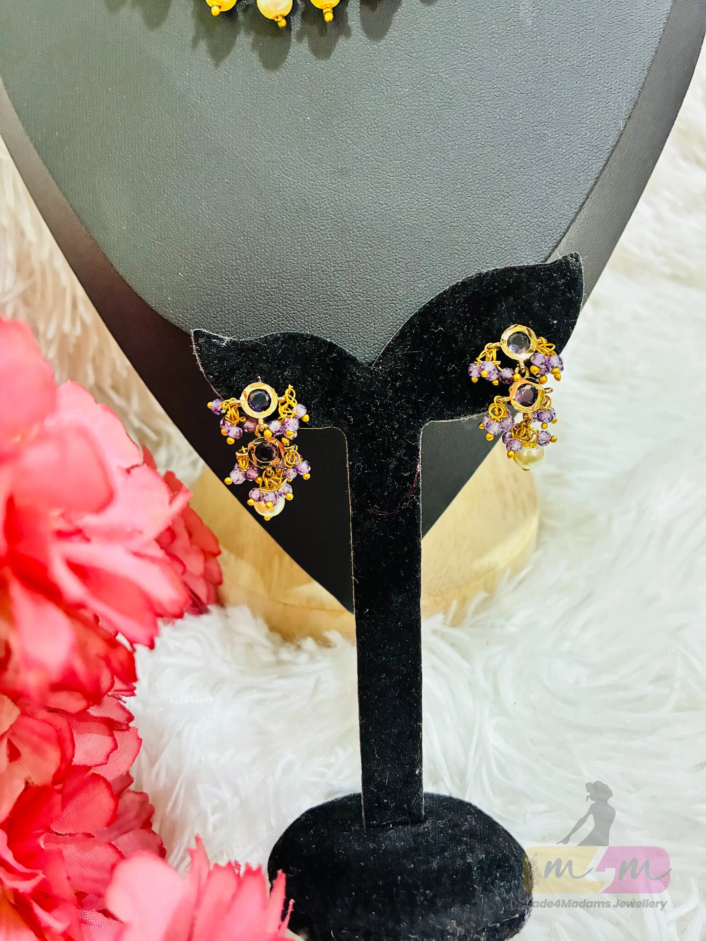 Elegant Simple Stones and Beads Chocker Set with Earrings Made4Madams