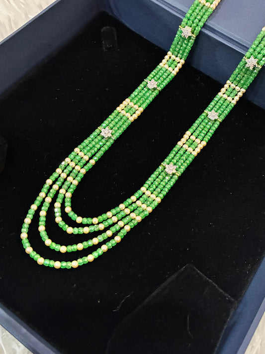 Handmade-Premium Swarovski & CZ Beaded 4- Layered Haram-Customization Available Made4Madams