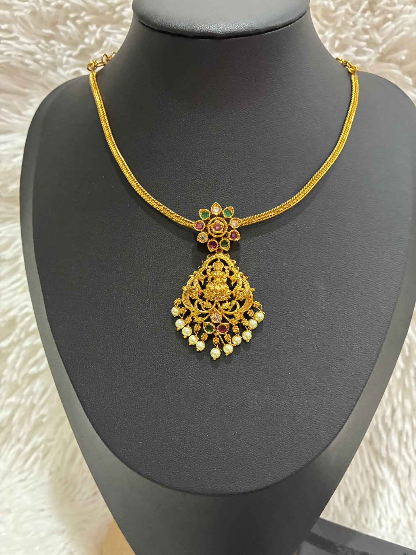 Micro Gold Plated Nanu with Lakshmi Pendant with Earrings Made4Madams