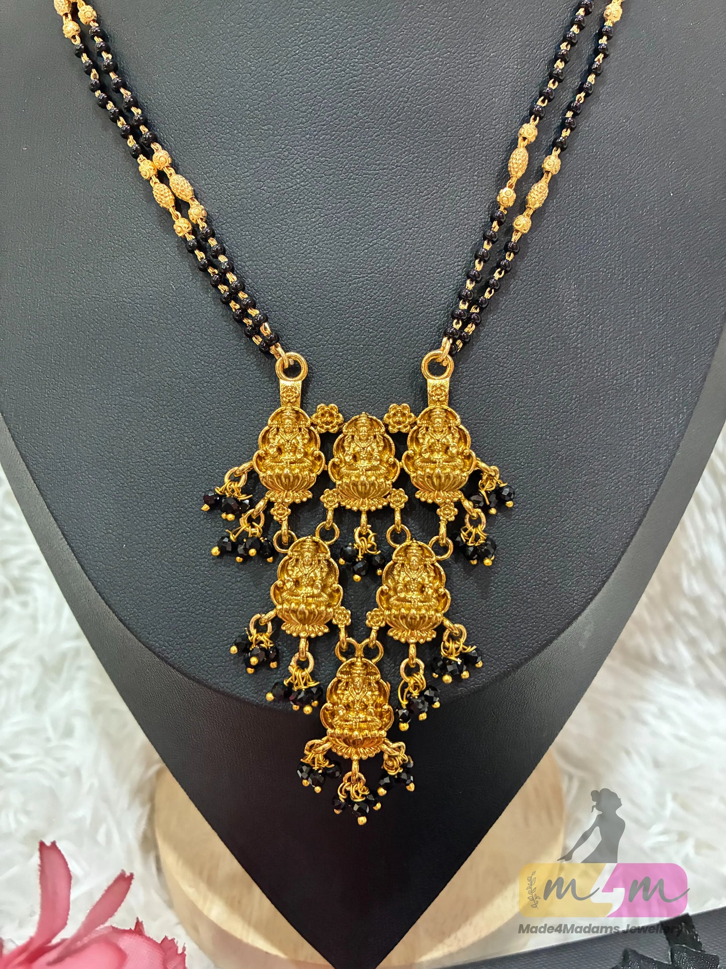 Micro Gold Plated Lakshmi Pendant 2 layered Mangalsutra Set Made4Madams
