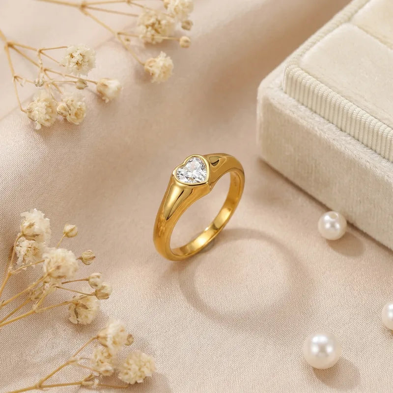 Heart Shape Ring -Anti-Tarnish, Waterproof
