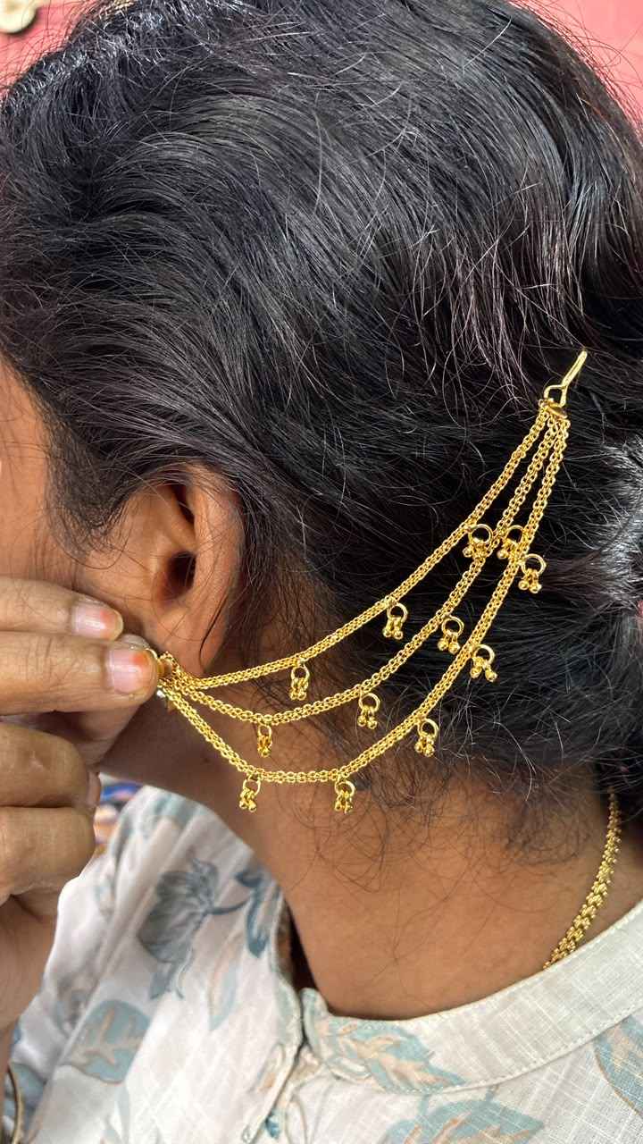 Gold-Plated Multi-Layer Ear Chains (Champaswaralu)