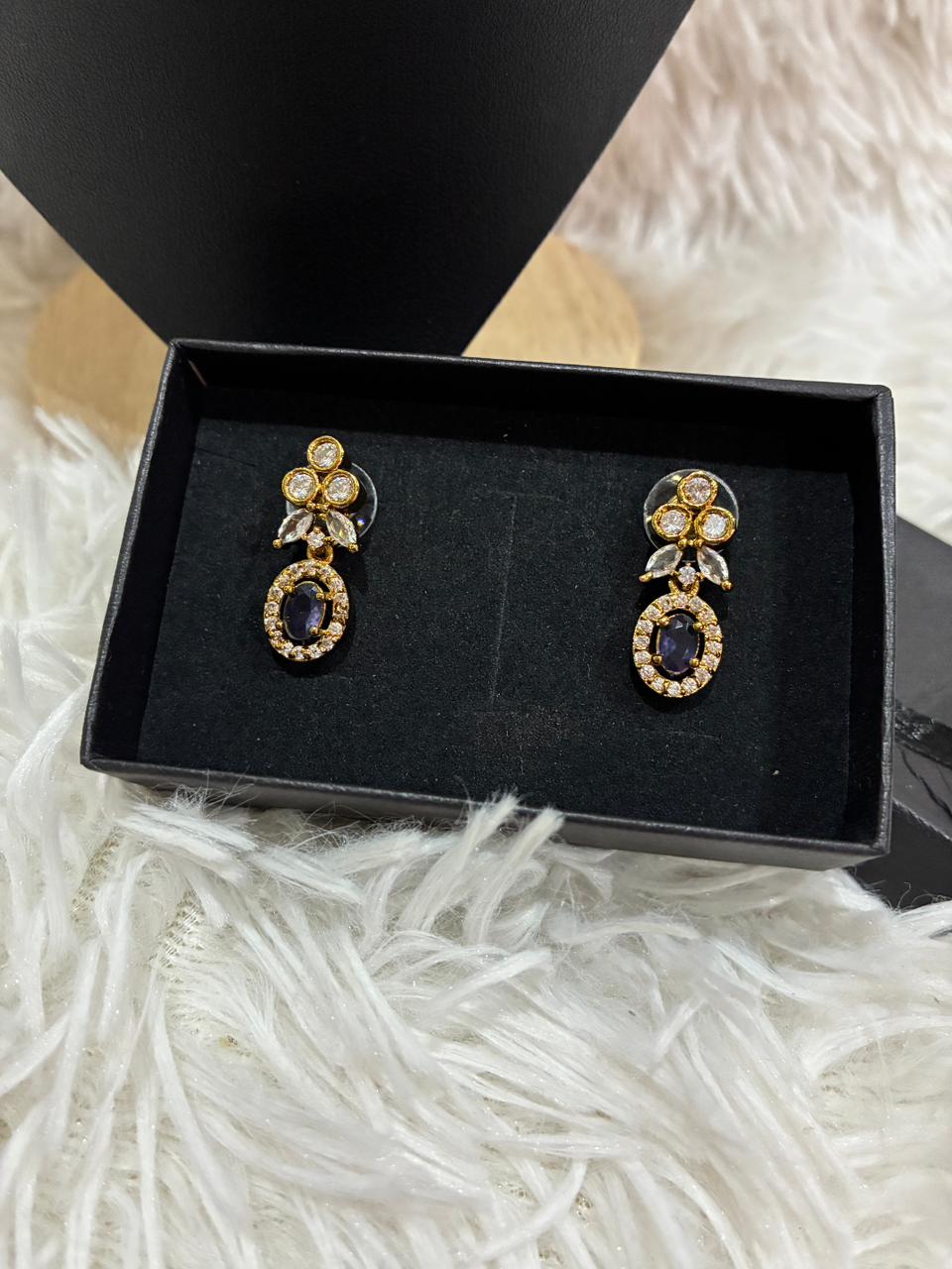 Victorian Jewellery Set featuring American diamonds and purple stones