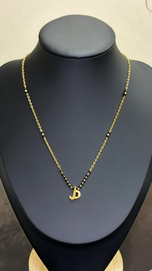 Cursive Letter Pendent, 18k Gold Plated Mangalasutra, Anti Tarnished Chain Made4Madams