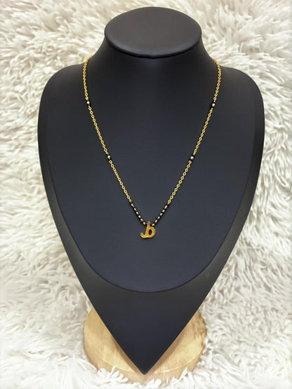 Cursive Letter Pendent, 18k Gold Plated Mangalasutra, Anti Tarnished Chain Made4Madams
