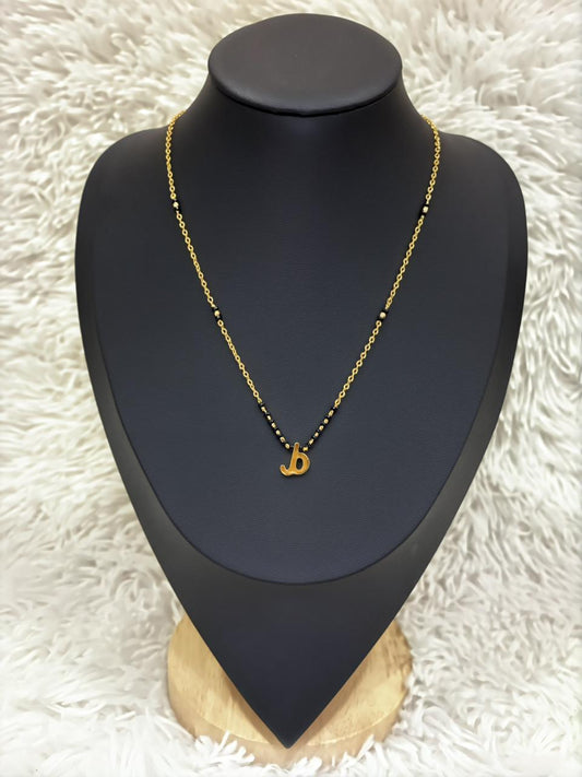 Cursive Letter Pendent, 18k Gold Plated Mangalasutra, Anti Tarnished Chain Made4Madams