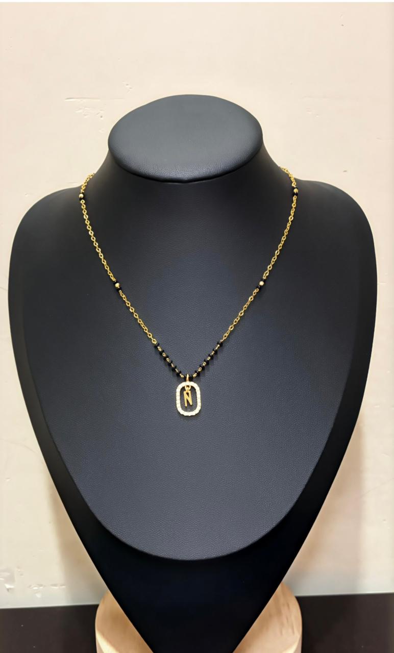 18k gold plated Mangalasutra, anti tarnished chain with letter pendent Made4Madams