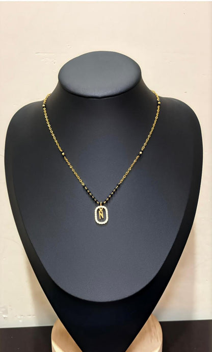 18k gold plated Mangalasutra, anti tarnished chain with letter pendent Made4Madams