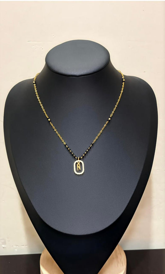 18k gold plated Mangalasutra, anti tarnished chain with letter pendent Made4Madams
