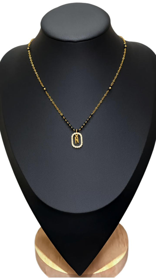 18k gold plated Mangalasutra, anti tarnished chain with letter pendent Made4Madams