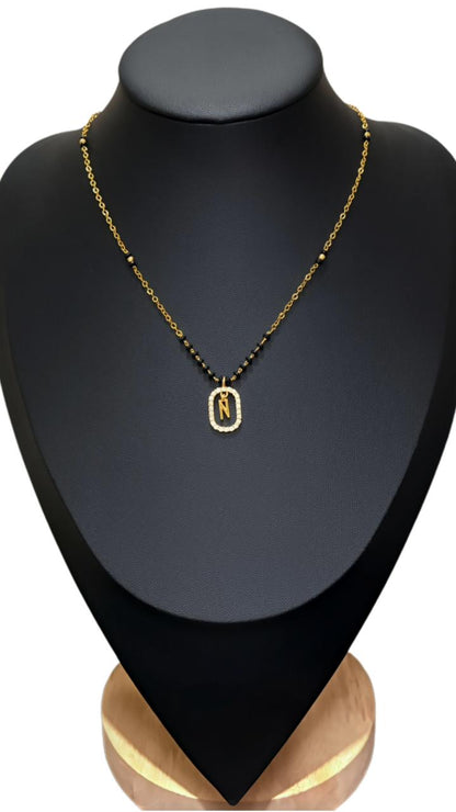 18k gold plated Mangalasutra, anti tarnished chain with letter pendent Made4Madams