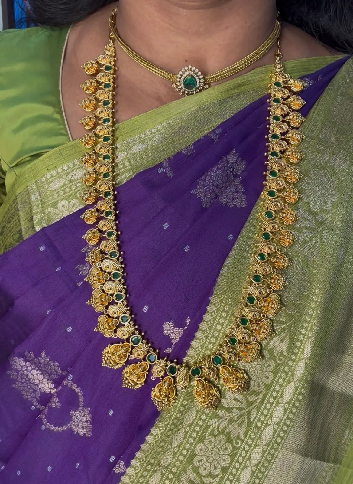 Modern Micro Gold Plated Laxmi Long Haram Made4Madams