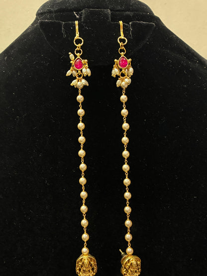 Trending Look Matilu or Champaswaralu with Jadau Kundan Drop and Swarovski Pearls