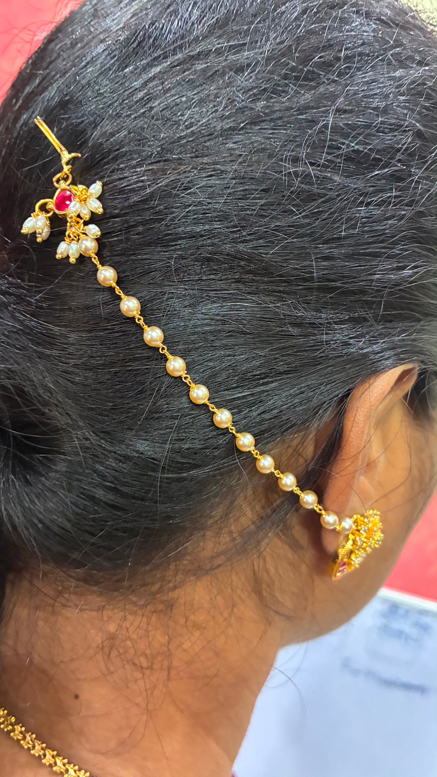 Trending Look Matilu or Champaswaralu with Jadau Kundan Drop and Swarovski Pearls