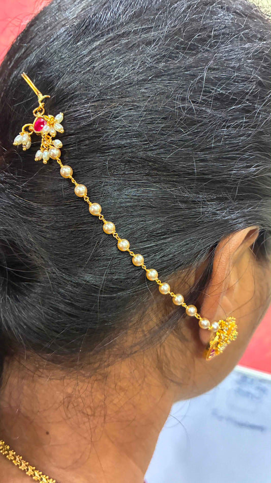 Trending Look Matilu or Champaswaralu with Jadau Kundan Drop and Swarovski Pearls