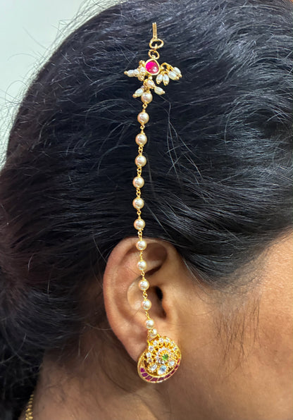 Trending Look Matilu or Champaswaralu with Jadau Kundan Drop and Swarovski Pearls