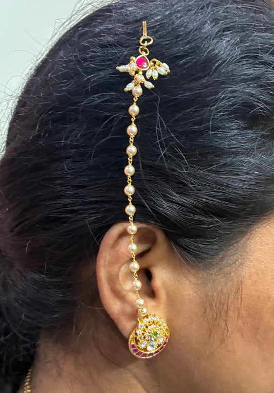 Trending Look Matilu or Champaswaralu with Jadau Kundan Drop and Swarovski Pearls