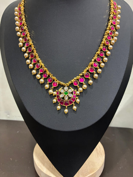 3 Round Shaped Telangana Traditional Gundla Haram - Handmade and Micro Gold Plated