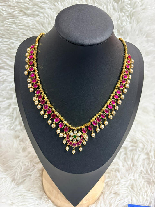 3 - Oval Shaped Telangana Traditional Gundla Haram - Handmade and Micro Gold Plated Made4Madams