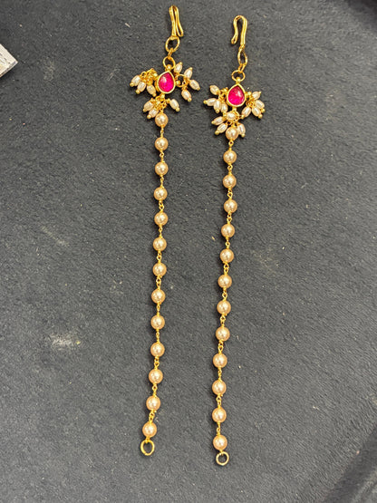 Trending Look Matilu or Champaswaralu with Jadau Kundan Drop and Swarovski Pearls
