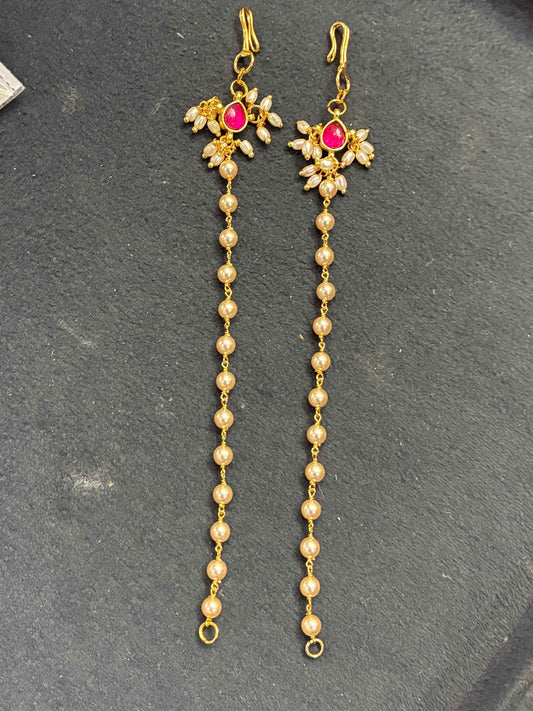 Trending Look Matilu or Champaswaralu with Jadau Kundan Drop and Swarovski Pearls