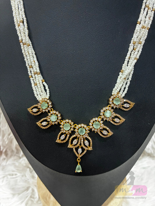 5 Layered sugar beads necklace with gold plated pendant Made4madams