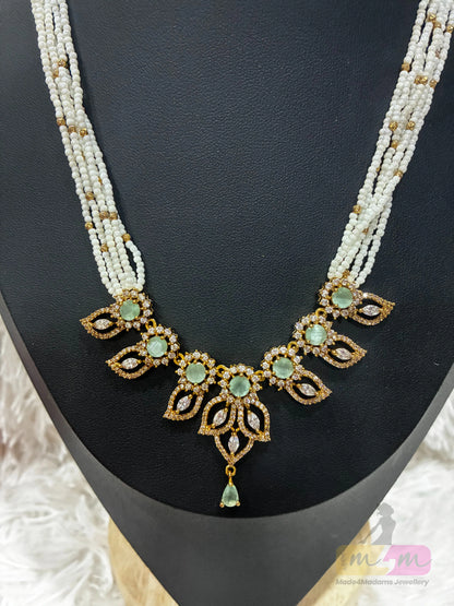 5 Layered sugar beads necklace with gold plated pendant Made4madams