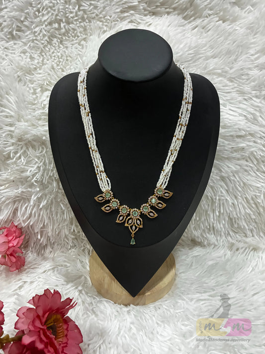 5 Layered sugar beads necklace with gold plated pendant Made4madams