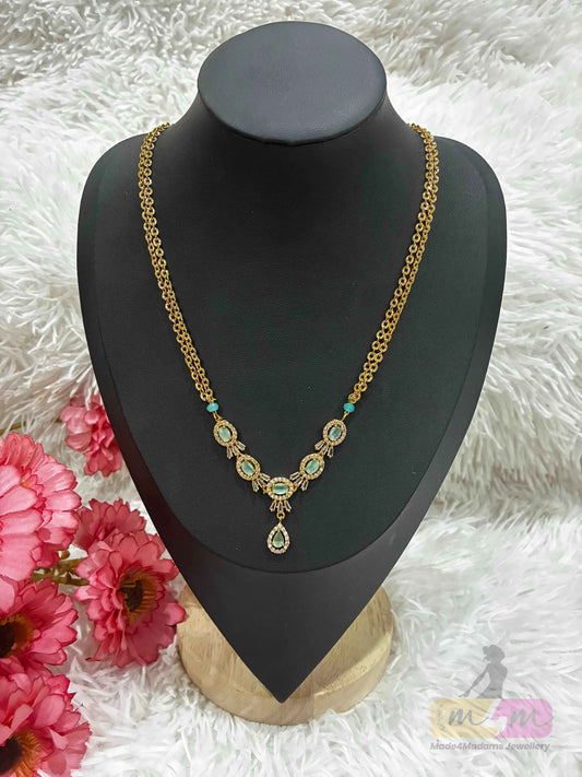 Premium micro gold plated chain necklace with stone pendant chain