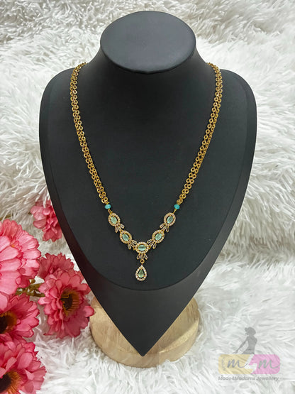 Premium micro gold plated chain necklace with stone pendant chain Made4madams