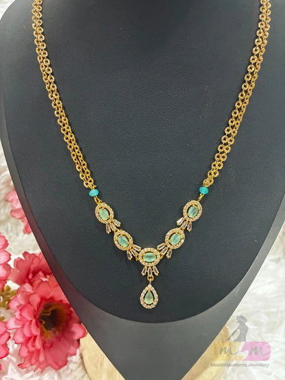Premium micro gold plated chain necklace with stone pendant chain Made4madams