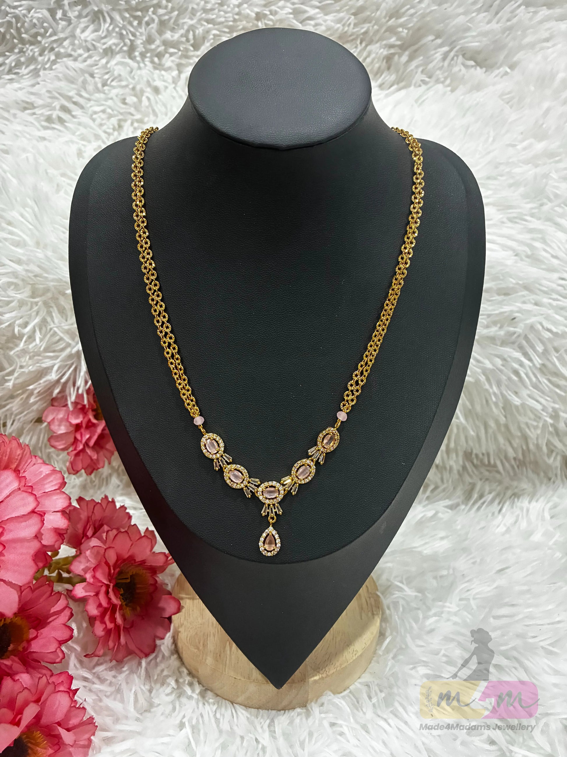 Premium micro gold plated chain necklace with stone pendant chain Made4madams