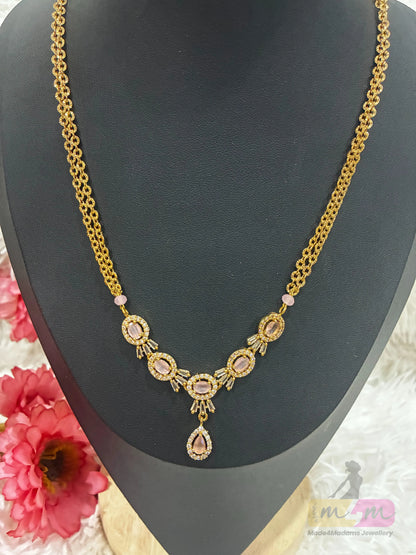 Premium micro gold plated chain necklace with stone pendant chain Made4madams