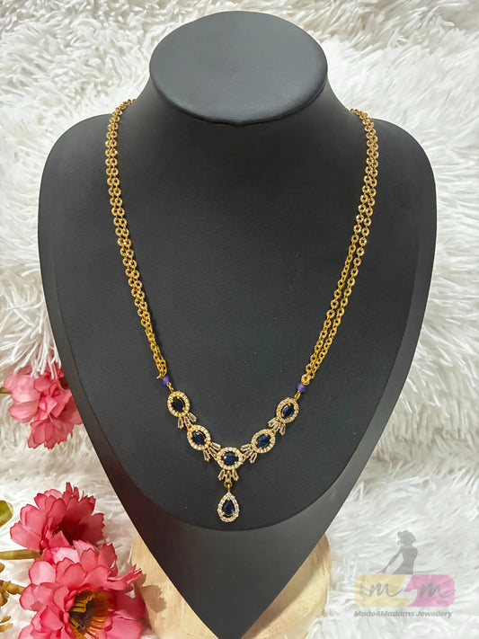 Premium micro gold plated chain necklace with stone pendant chain Made4madams