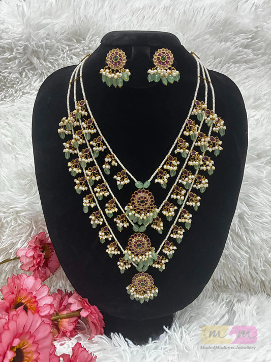 Beautiful layered Jadau Kundan bridal necklace set Made4madams