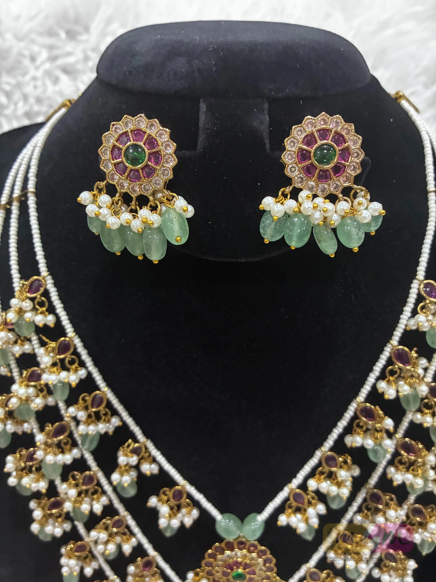 Beautiful layered Jadau Kundan bridal necklace set Made4madams