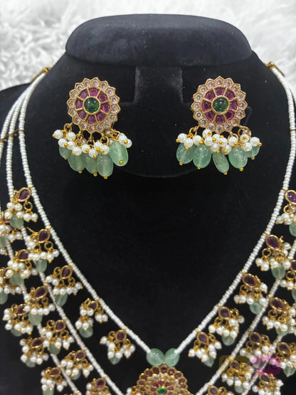 Beautiful layered Jadau Kundan bridal necklace set Made4madams