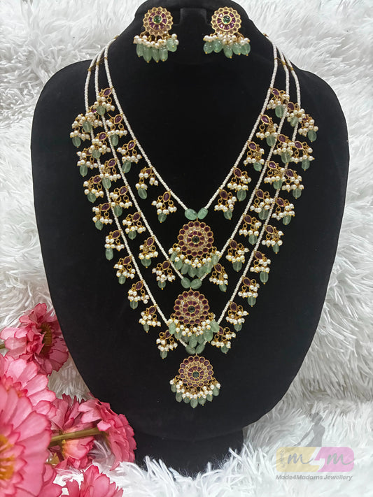Beautiful layered Jadau Kundan bridal necklace set Made4madams