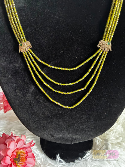 Purple CZ Beaded 4 Layered Haram Necklace with Earrings Made4madams