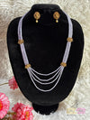 Purple CZ Beaded 4 Layered Haram Necklace with Earrings Made4madams