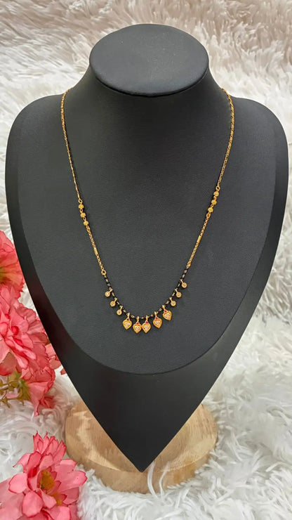 Micro gold plated chain with floral black bead chain Made4Madams