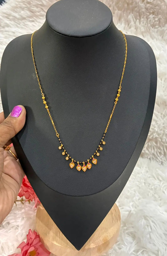 Micro gold plated chain with floral black bead chain Made4Madams