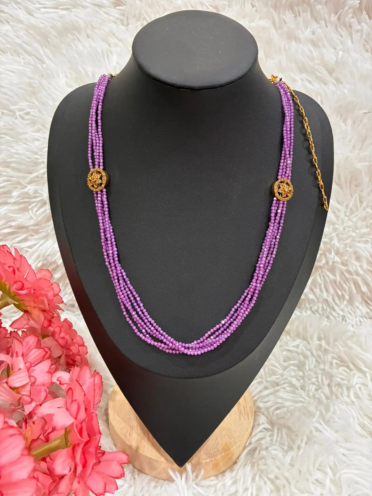 Handmade-Premium CZ Purple Beads 4-Layered Haram-Customization Available Made4Madams