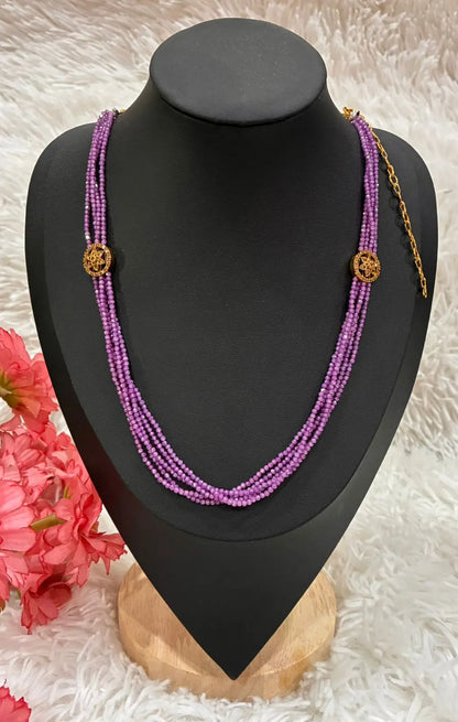 Handmade-Premium CZ Purple Beads 4-Layered Haram-Customization Available Made4Madams