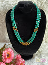 Triple-Strand Green Beaded & Gold balls Haram Necklace Made4madams