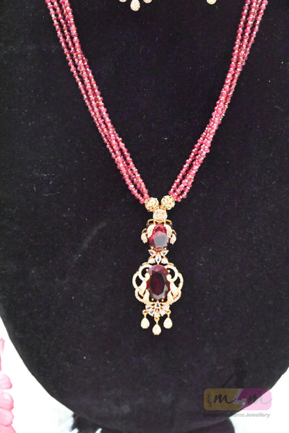 Elegant Beaded pendant Necklace Set with Earrings Made4Madams