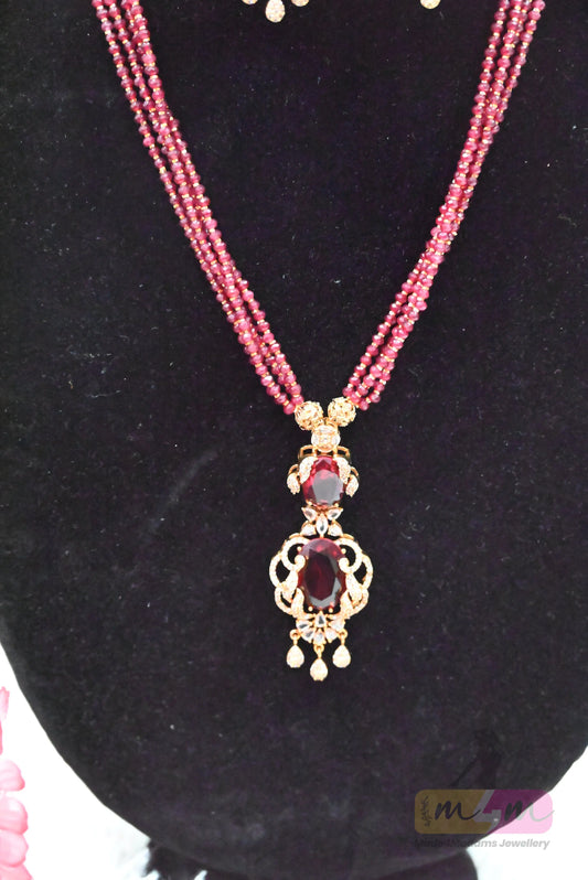 Elegant Beaded pendant Necklace Set with Earrings Made4Madams